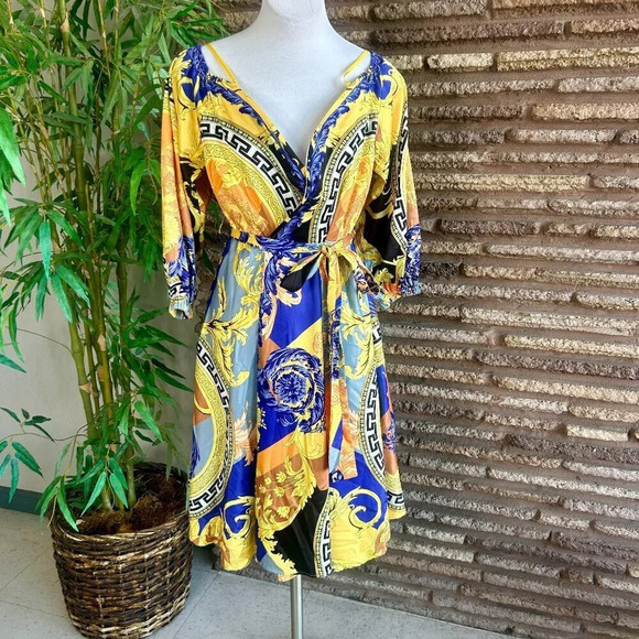 L'Artiste by Amy Glam Baroque Off Shoulder Wrap Dress NWT Size 1X - Picture 1 of 14